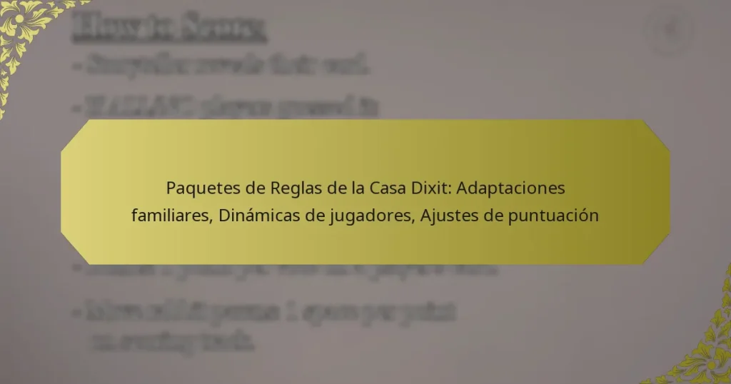 Paquetes de Reglas de la Casa Dixit: Adaptaciones familiares, Dinámicas de jugadores, Ajustes de puntuación